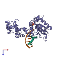 PDB entry 8ica coloured by chain, top view.