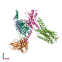 PDB entry 8id3 coloured by chain, front view.