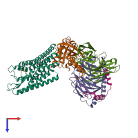 PDB entry 8id6 coloured by chain, top view.