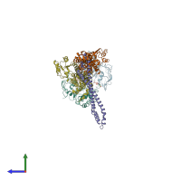 PDB entry 8idd coloured by chain, side view.