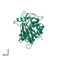 PDB entry 8ie7 coloured by chain, side view.