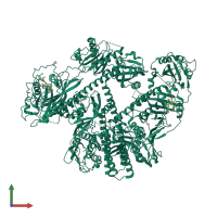 Homo dimeric assembly 1 of PDB entry 8iff coloured by chemically distinct molecules, front view.