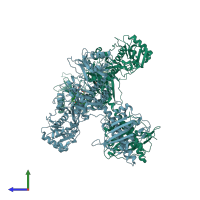 PDB entry 8iff coloured by chain, side view.
