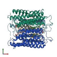 PDB entry 8ifu coloured by chain, front view.