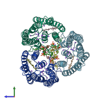 PDB entry 8ifu coloured by chain, side view.