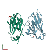 PDB entry 8iiu coloured by chain, front view.