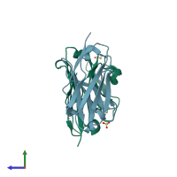 PDB entry 8iiu coloured by chain, side view.