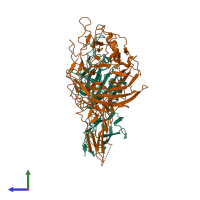 PDB entry 8ij5 coloured by chain, side view.