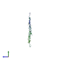 PDB entry 8ik7 coloured by chain, side view.