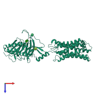 PDB entry 8ikj coloured by chain, top view.