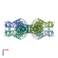 PDB entry 8ima coloured by chain, top view.