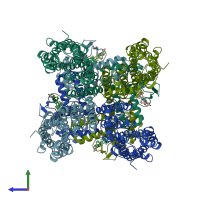 PDB entry 8inz coloured by chain, side view.