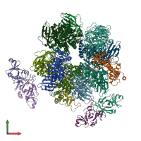 PDB entry 8ioj coloured by chain, front view.