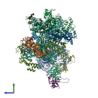 PDB entry 8ioj coloured by chain, side view.