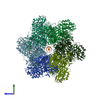 PDB entry 8iqi coloured by chain, side view.