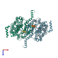 PDB entry 8irl coloured by chain, top view.