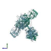 PDB entry 8isk coloured by chain, side view.