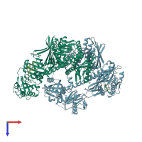 PDB entry 8isk coloured by chain, top view.
