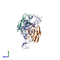 PDB entry 8ix3 coloured by chain, side view.