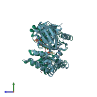PDB entry 8ixm coloured by chain, side view.