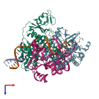 PDB entry 8j1j coloured by chain, top view.