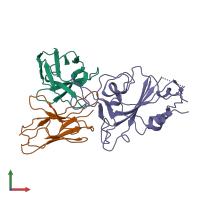 PDB entry 8j1t coloured by chain, front view.
