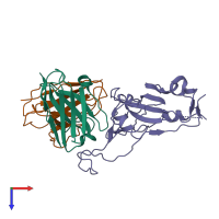 PDB entry 8j1t coloured by chain, top view.