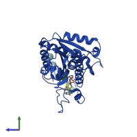PDB entry 8j27 coloured by chain, side view.