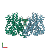 PDB entry 8j2m coloured by chain, front view.