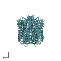 PDB entry 8j2m coloured by chain, side view.