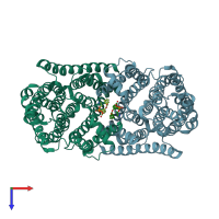 PDB entry 8j2m coloured by chain, top view.