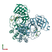 PDB entry 8j3a coloured by chain, front view.