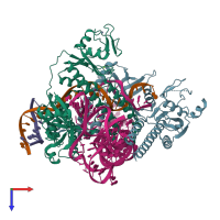 PDB entry 8j3r coloured by chain, top view.