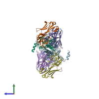 PDB entry 8j80 coloured by chain, side view.