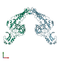 PDB entry 8j88 coloured by chain, front view.