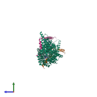 PDB entry 8j8p coloured by chain, side view.