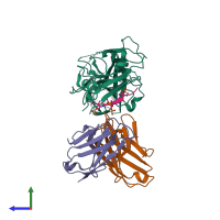 PDB entry 8j97 coloured by chain, side view.