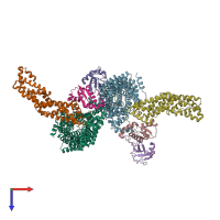 PDB entry 8jal coloured by chain, top view.