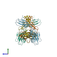 PDB entry 8jbv coloured by chain, side view.