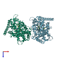 PDB entry 8jc3 coloured by chain, top view.