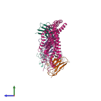 PDB entry 8jh7 coloured by chain, side view.