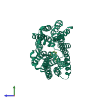 Monomeric assembly 1 of PDB entry 8jhq coloured by chemically distinct molecules, side view.