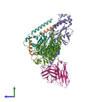 PDB entry 8jim coloured by chain, side view.