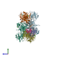 PDB entry 8jj2 coloured by chain, side view.