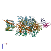 PDB entry 8jj2 coloured by chain, top view.
