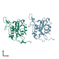 PDB entry 8jju coloured by chain, front view.