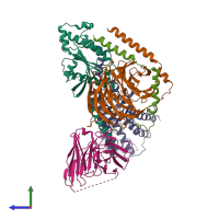 PDB entry 8jlj coloured by chain, side view.