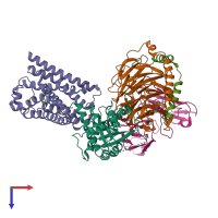 PDB entry 8jlk coloured by chain, top view.