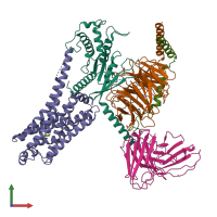 PDB entry 8jln coloured by chain, front view.
