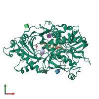 PDB entry 8jm5 coloured by chain, front view.